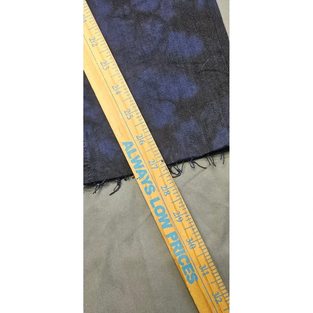 Gap Denim Cheeky Straight High Rise Tie Dye Jeans Blue Black Raw Hem‎ 26 2